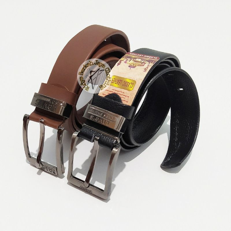 Sabuk Pria Kulit Sintetis Resleting Gesper Pria