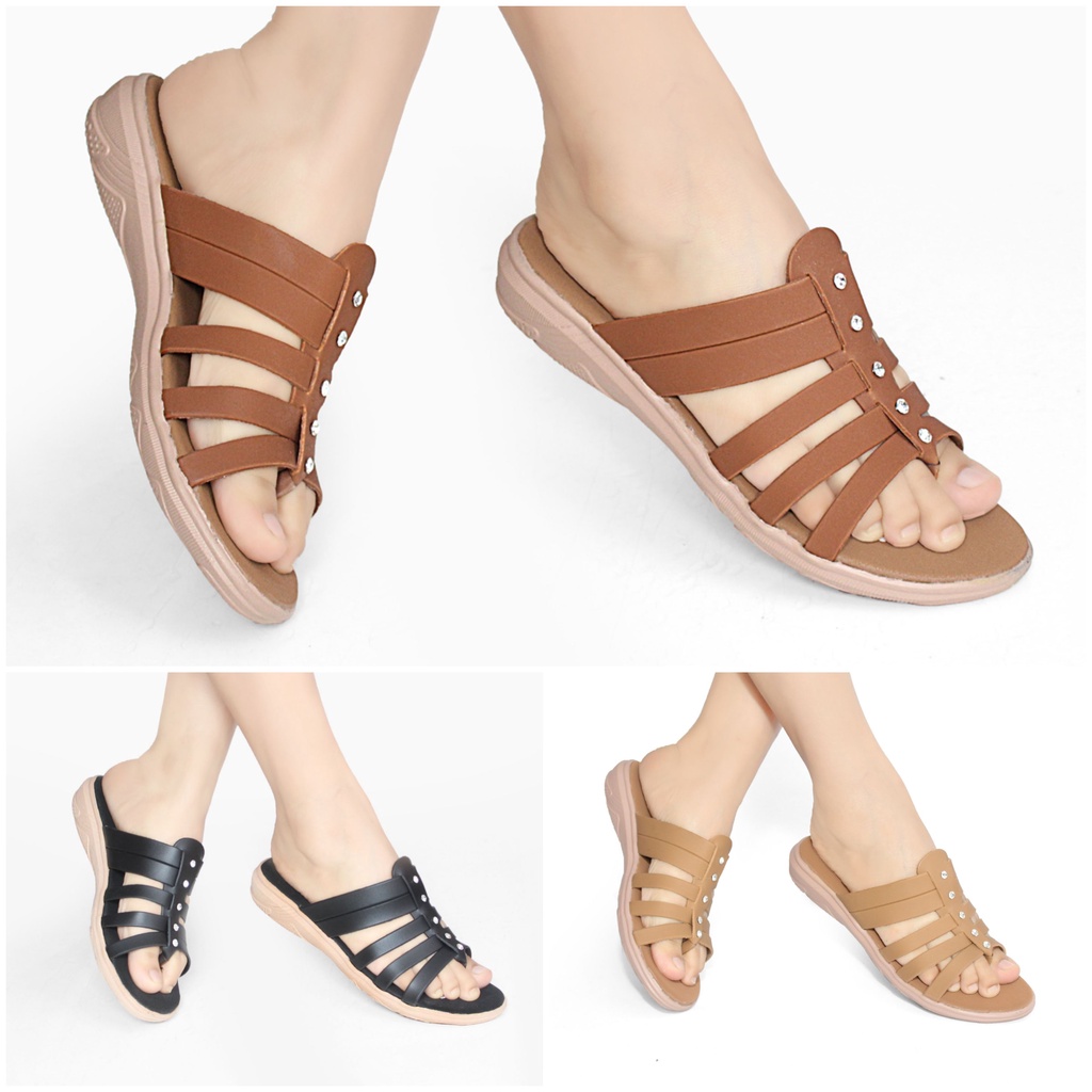 Sandal Wedges Wanita Slop Sendal Selop Casual Murah CMB01