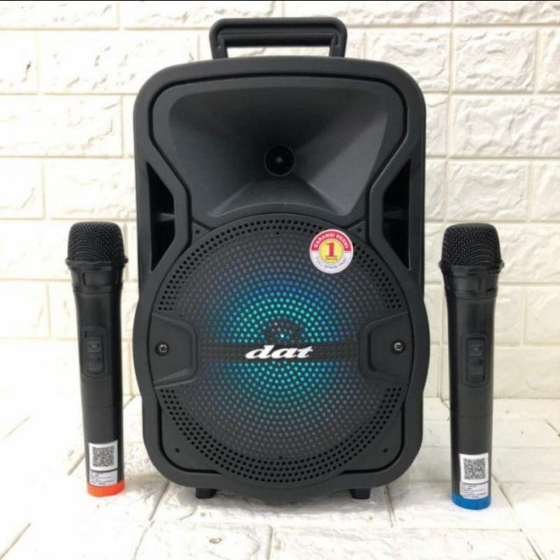 Speaker Bluetooth 8 Inch Portable Radio USB Karaoke Free 2 Mic Wireless Advance/Gmc/Aiwa