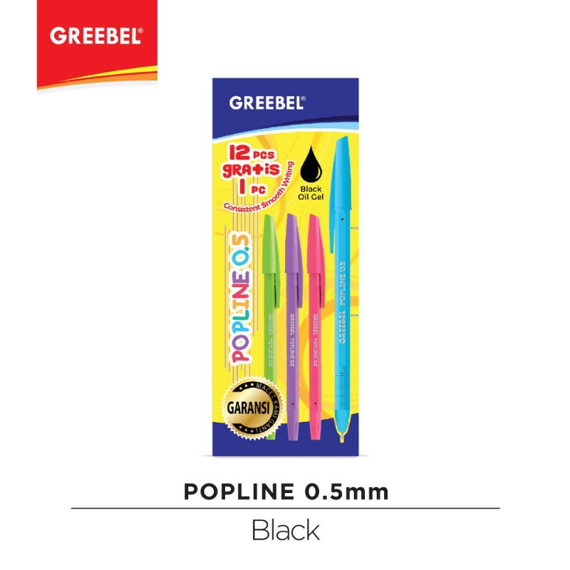 365 GREEBEL Pulpen / Ballpoint / Bolpen / Pen Popline  0.5 (12+1)