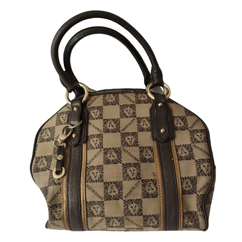Tas Wanita Hand Bag Kanvas Mix Kulit Anne Klein Motif Singa Tas Tangan AK Singa