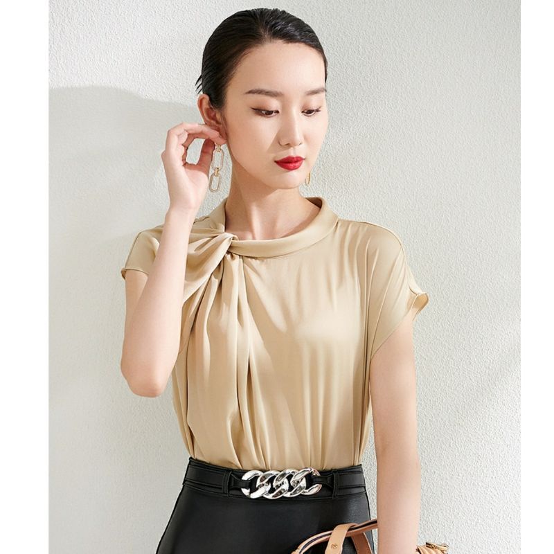 MDLV ~ 0271# Chrysalis Twist Neck Top Import Top Satin Atasan Satin Blouse Satin Blouse Premium Blouse Import Blouse Korea Fashion Import