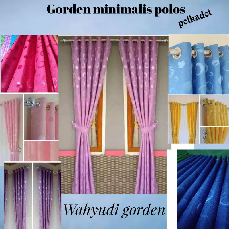 Gorden pintu jendela minimalis polos motif pulkadot bulat