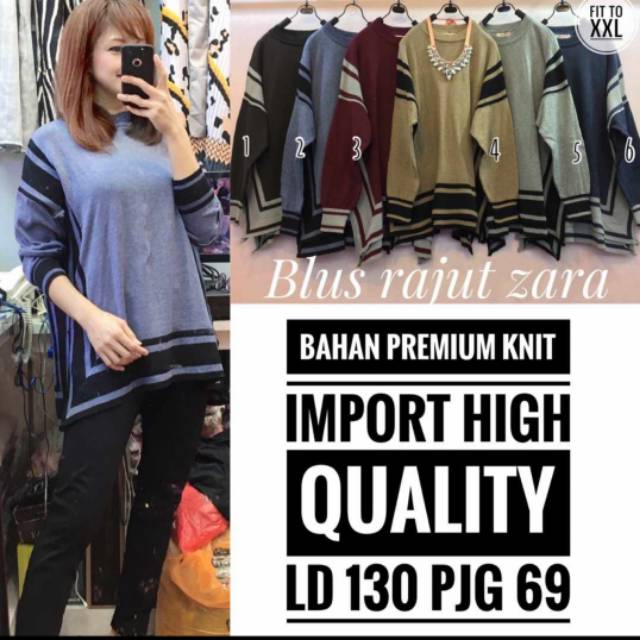 Atasan Blus Rajut Knit ZARA Import