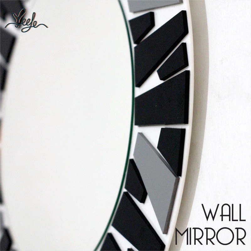 Cermin dinding bulat hias, Wall mirror decor monochrome