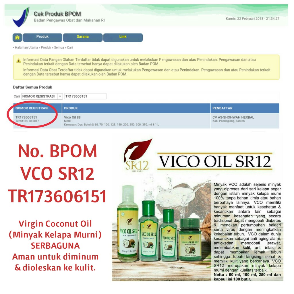 SR12skincareid VCO 100ml Minyak Kelapa Murni 100 Asli Berkhasiat
