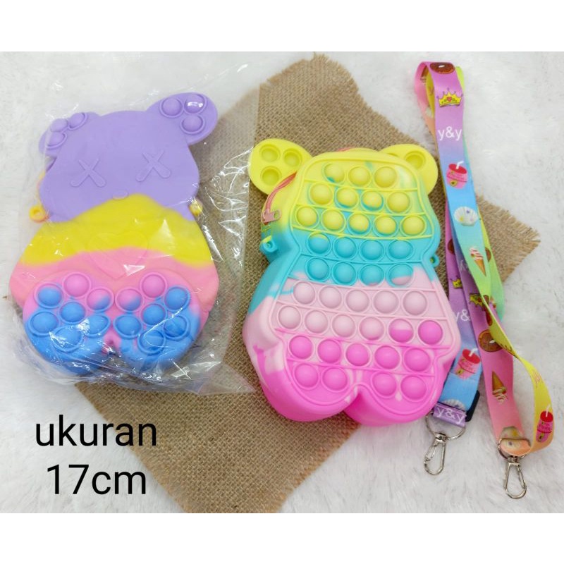Tas Selempang pop it/Tas selempang Beruang 17cm harga/lusin