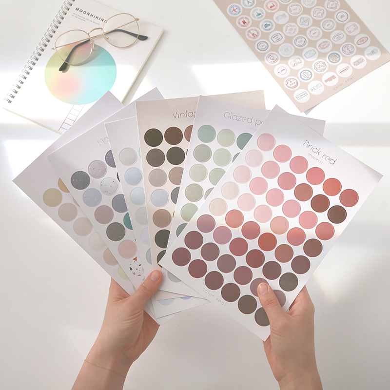 Multifunctional basic mark material sticker decoration DIY Morandi scrapbooking bullet journal postmark dot sticker-2