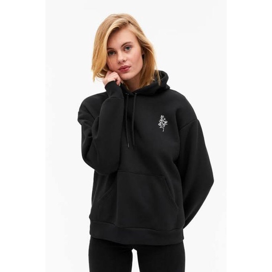 M*NKI SOFT DRAWSTING &amp; SIDE SLIT OVERSIZED HOODIE