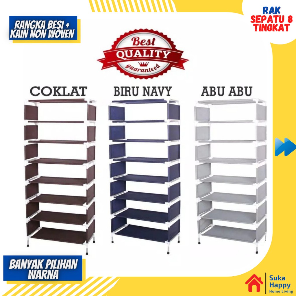 Rak Sepatu Aluminium 8 Susun Tempat Penyimpanan Lemari Sepatu Sandal Aluminium Rangka 8 Tingkat baru