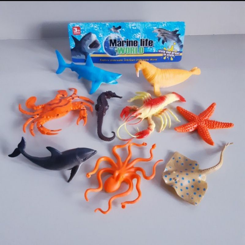 Mainan Set Hewan Laut Karet Besar - Figur Binatang Satwa Liar Edukasi