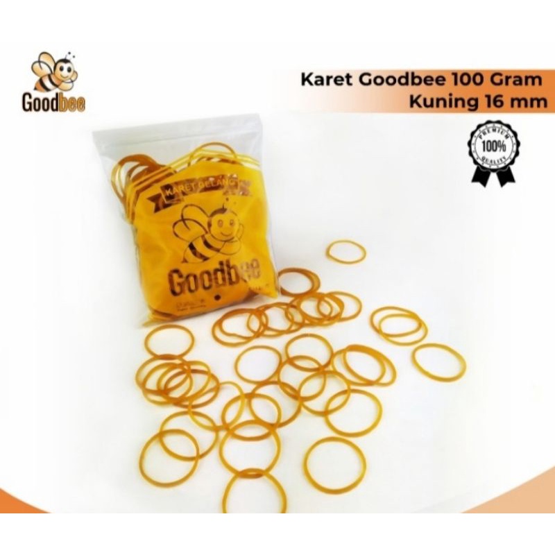 Karet Gelang Goodbee 16mm - Kuning - Karet kemasan 100gram