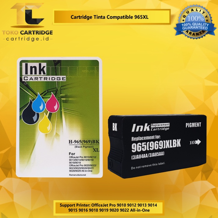 Cartridge Tinta Compatible 965XL 965 XL 9010 9012 9016 9018 9019 With Chip