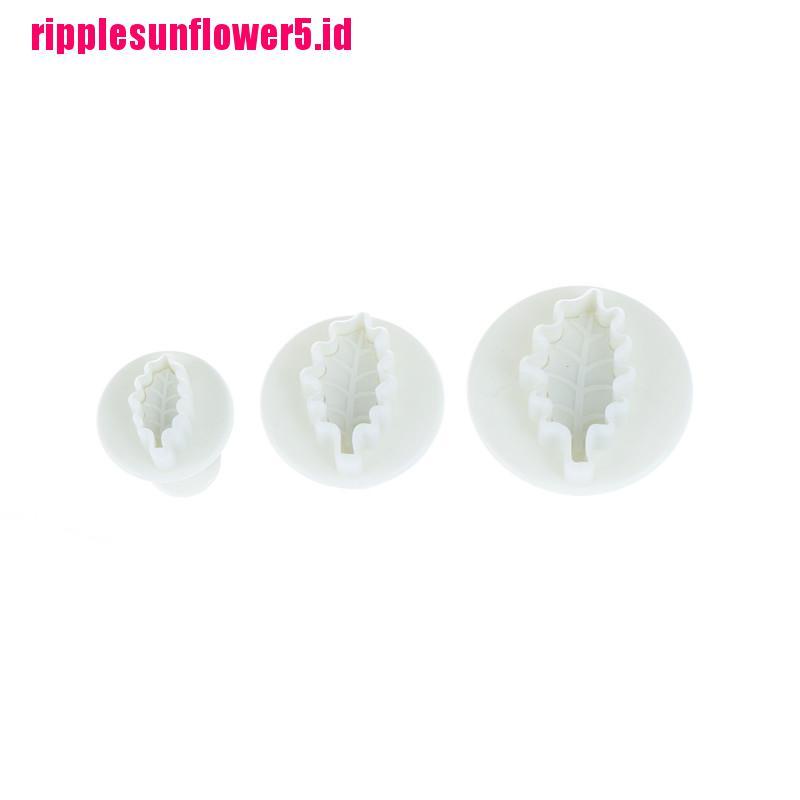 3pcs Cetakan Pemotong Adonan Kue Fondant Desain Daun Untuk Dekorasi