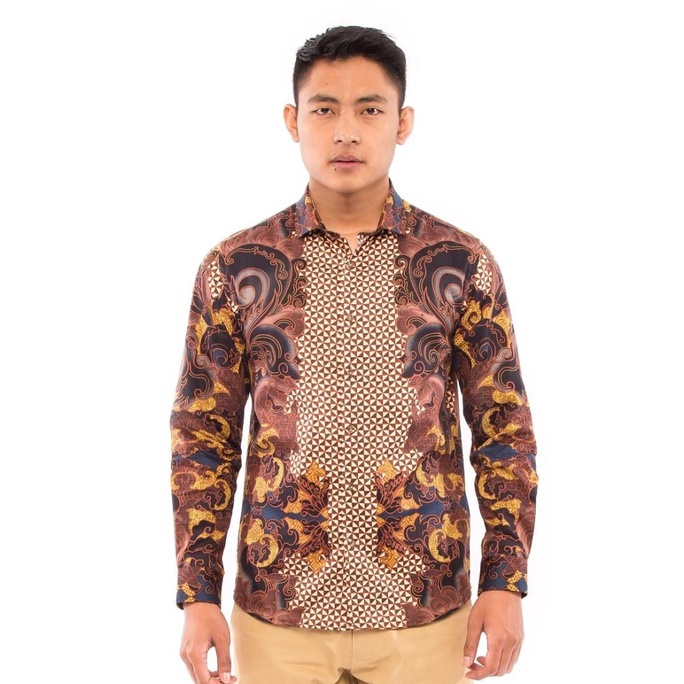 MOC Kemeja Batik Lengan Panjang Pria Modern Fit BHOKO-BROWN