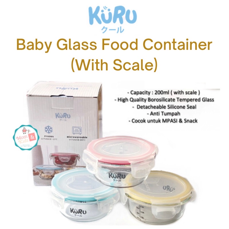 Kuru Baby Glass Container | Wadah Kaca Tempat Makan MPASI | Toples Kaca