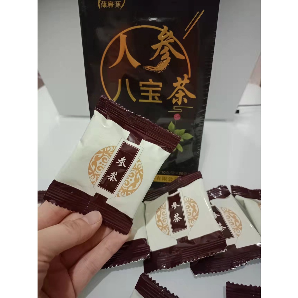 

Teh/ Tea Ginseng mix 人参八宝茶 terdiri 8 herbal: Angco, goji berry, cassia seed, chicory, maca, rhizoma polygonati, mulberry fruit, ginseng 1 bungkus