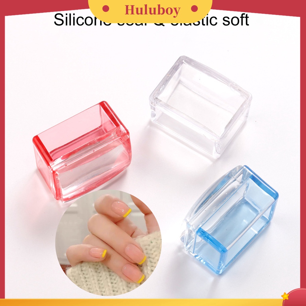 Huluboy Huluboy♡ Stempel Kuku Bentuk Persegi Bahan Silikon Transparan Untuk Manicure Wanita