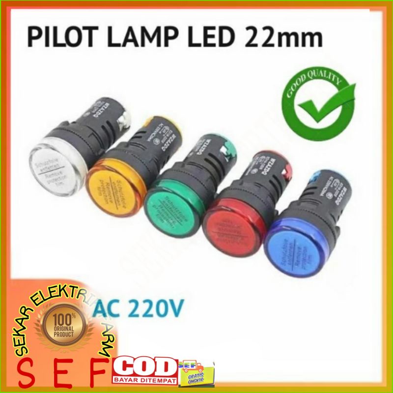 Pilot Lamp AD16 22DS 220v AC Lampu Indikator LED Signal Light