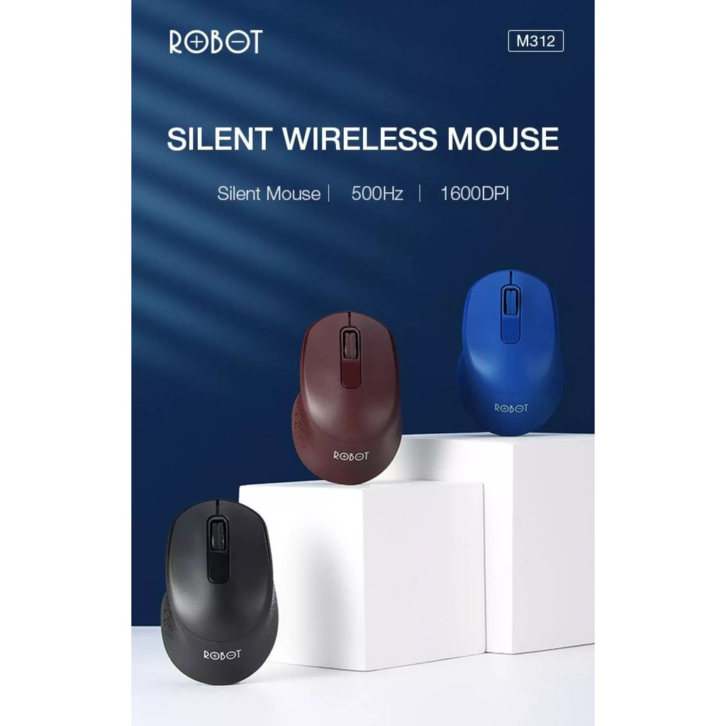 MOUSE WIRELESS ROBOT M312 2.4GHz SILENT OPTICAL 16000 DPI GARANSI RESMI ROBOT