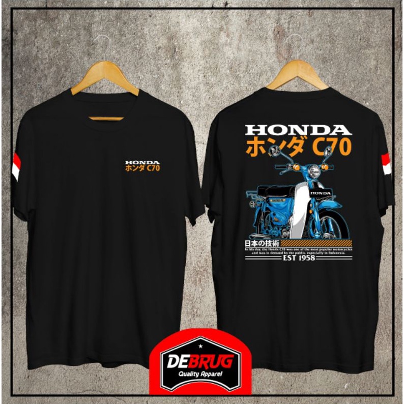 Kaos Motor Honda C70 Blue original Debrug Apparel kualitas distro