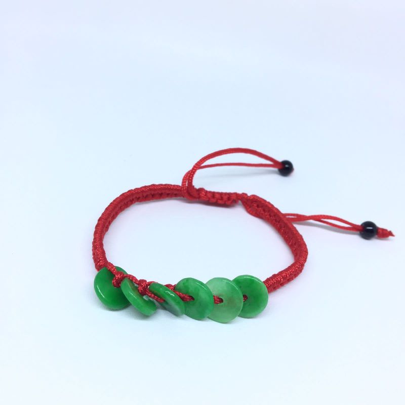 Gelang Tangan Keberuntungan / Gelang Tali Merah Giok / Gelang Feng Shui