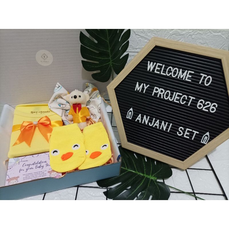 ANJANI SET | BABY HAMPERS BAYI GIFT KADO SET | PAKET LAHIRAN BAYI LAKI - LAKI PEREMPUAN UNISEX-YELLOW