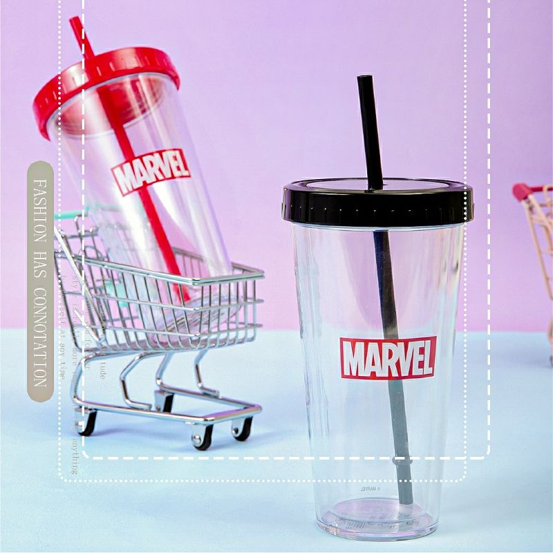[MINISO X Marvel] Original Botol Minum Tumbler Sedotan Straw 420ml Warna Merah / Red - PTW42