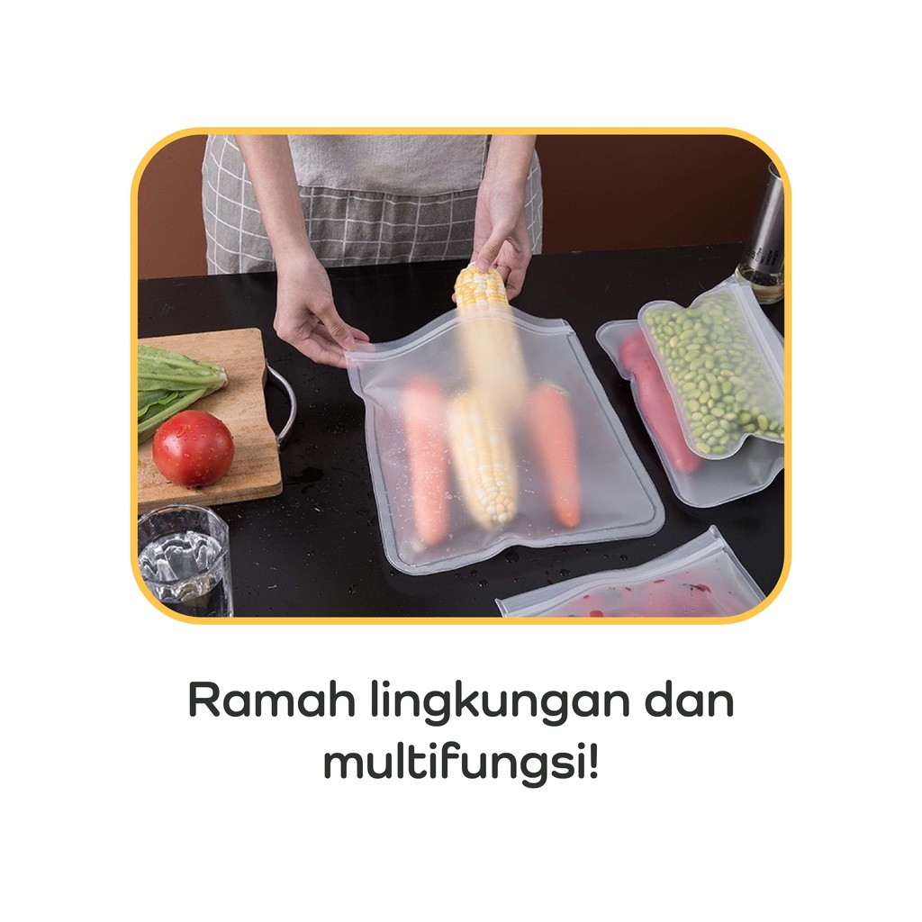 【IKONE】AIKO Plastik Kulkas Penyimpanan Reusable Ziplock Quality Material EVA Berbahan Tebal Menjaga Kulitas Makanan Segar Plastic Storage Fridge