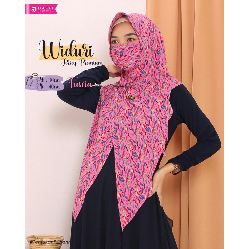 HIJAB ORI DAFFI WIDURI BAHAN JERSEY MOTIF UNIK MODEL HOODIE FREE MASKER SENADA JILBAB DISKON GEDE RE