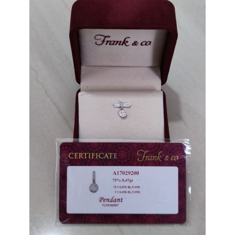 Liontin Frank & Co berlian asli surat lengkap