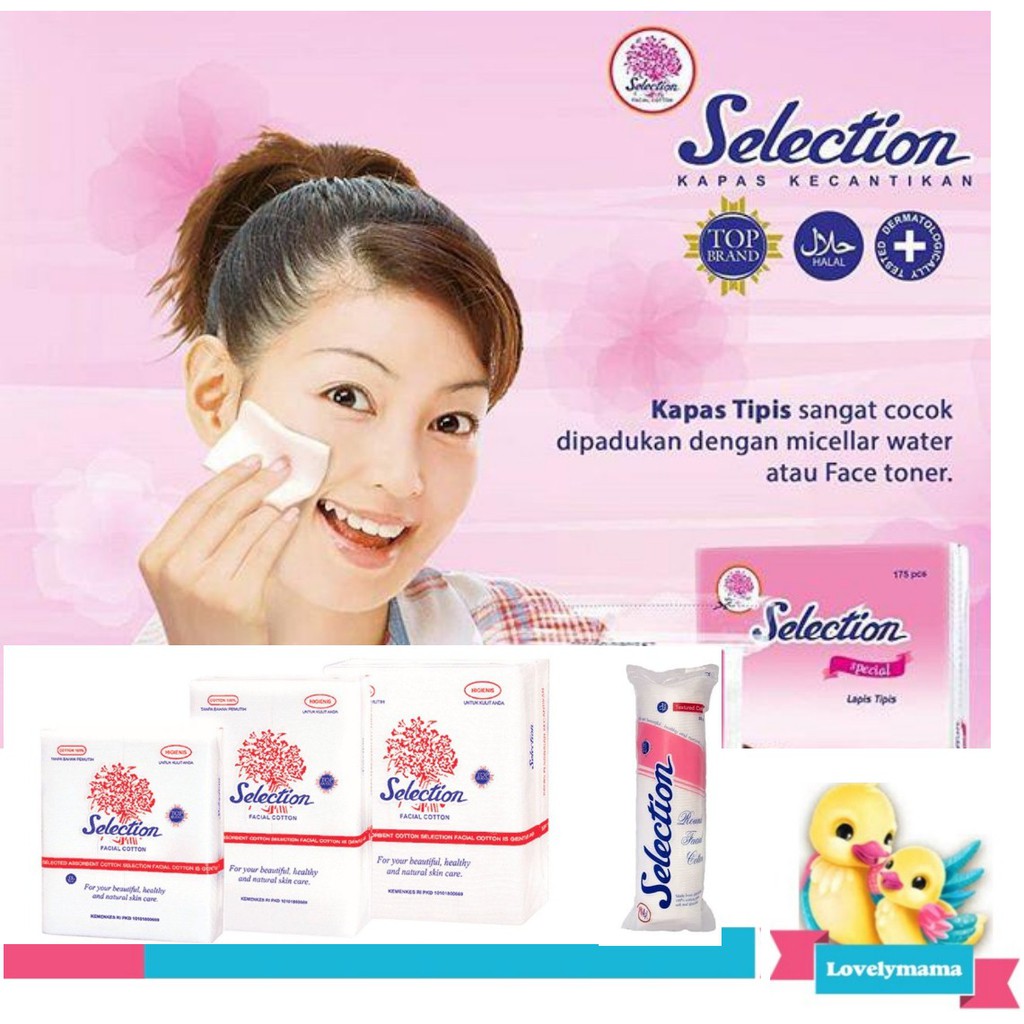 KAPAS SELECTION Facial Cotton 35gr 50gr 75gr Round Oval Bulat Special Tipis pembersih makeup muka tipis 175 medisoft