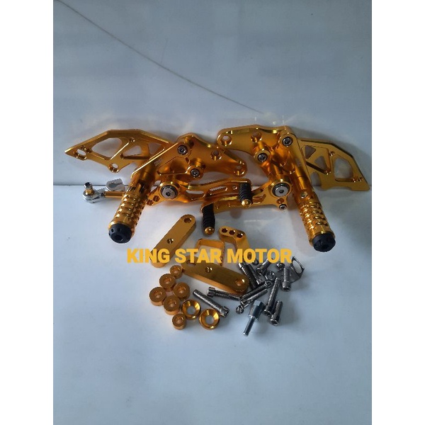 Underbone-Yamaha Footstep Warna Gold Model Lipat Buat Motor Vixion R15 V3 Lengkap Satu set Sama Baut