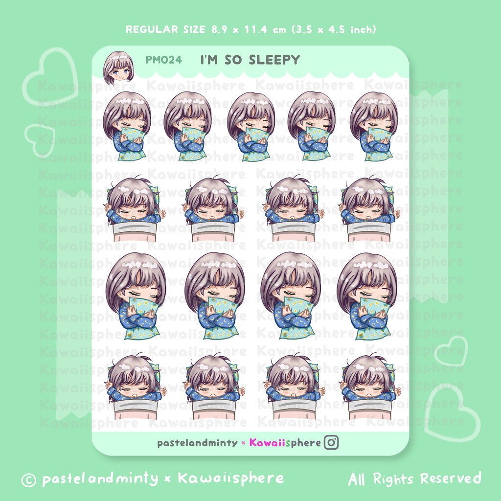 

I'm So Sleepy | Kawaiisphere x Pastelandminty | Kawaii Planner Journal / Ring Binder Sticker
