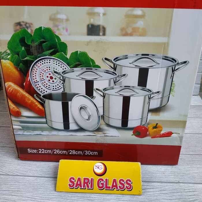 Suggo Steamer Stockpot Set/panci kukus set stainless