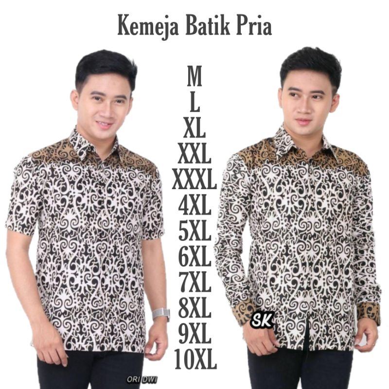 KEMEJA BATIK PRIA LENGAN PANJANG/KEMEJA BATIK LENGAN PENDEK SIZE M L XL XXL DAN JUMBO BIG SIZE