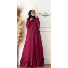 ( S M L XL XXL XXXL 5L ) TANIA MAXI DRESS JUMBO MURAH R_PROJECT-Maroon