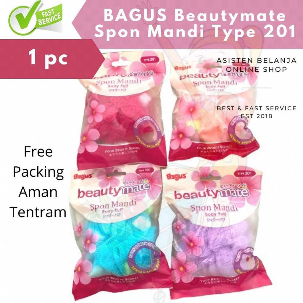 BAGUS Beautymate Spons Tipe 205 / 201 Busa Spon Mandi Shower Puff Sponge Sabut