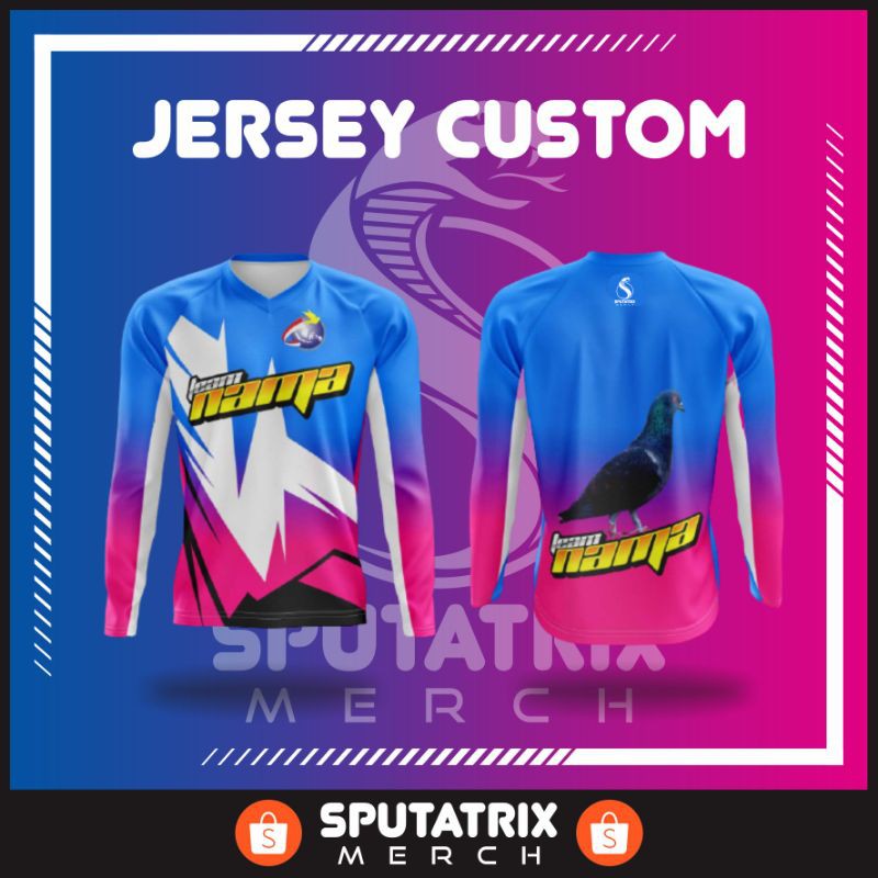 Jersey Merpati Balap/Kolong Custom biru pink