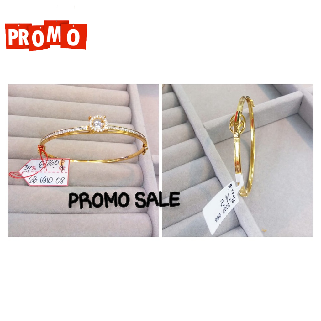 Gelang bangle kadar 375 8karat promo ringan model dancing stone