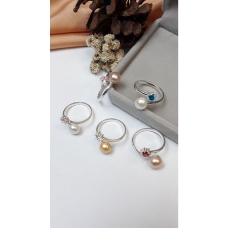 Mutiara Lombok Asli | Cincin perak asli batu permata 1 mutiara air tawar