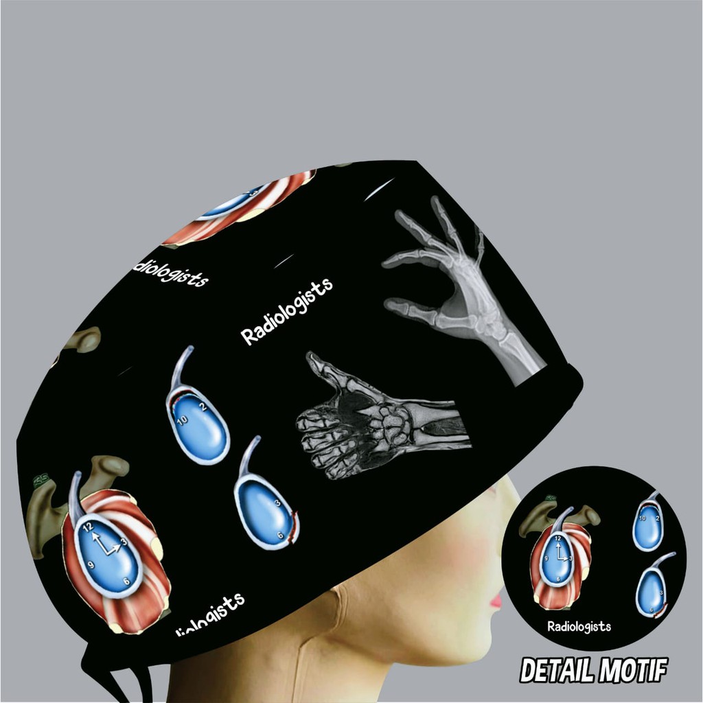 Topi Medis / Scrub Hat / Surgical Cap Printing Motif Radiologist Bisa Custom Radiologi 3