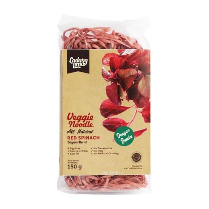 

LADANG LIMA VEGGIE NOODLE RED SPINACH 150GR / MIE SAYUR / MPASI SEHAT