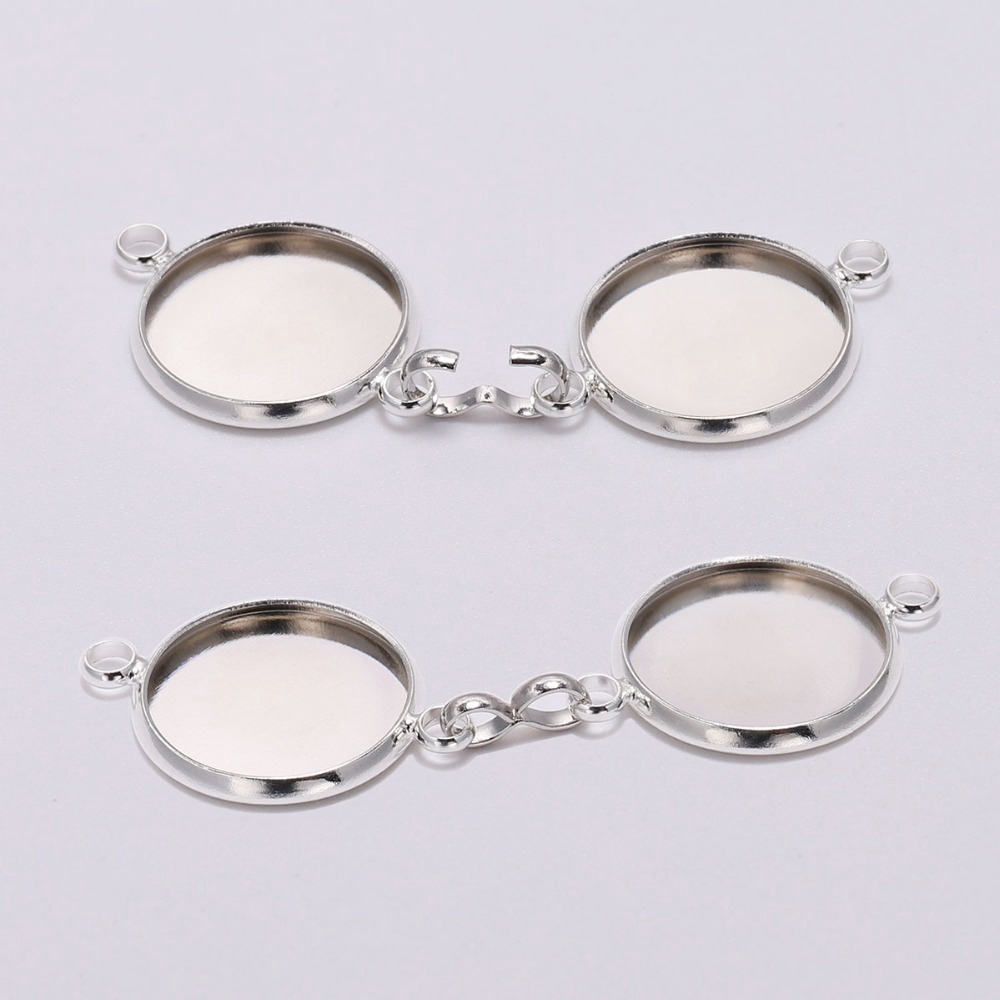 20pcs / Lot Tray Bezel Cabochon Kosong 10 12mm Warna Silver / Gold Untuk Membuat Perhiasan