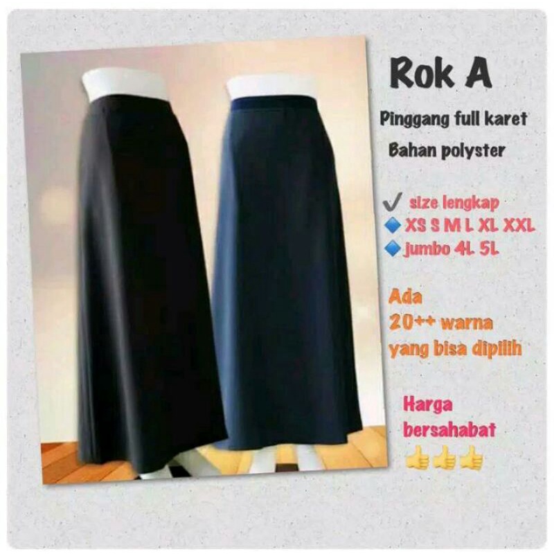 Rok Kerja Panjang Pinggang Karet Model A Bahan katun Lentur || Rok a syakira