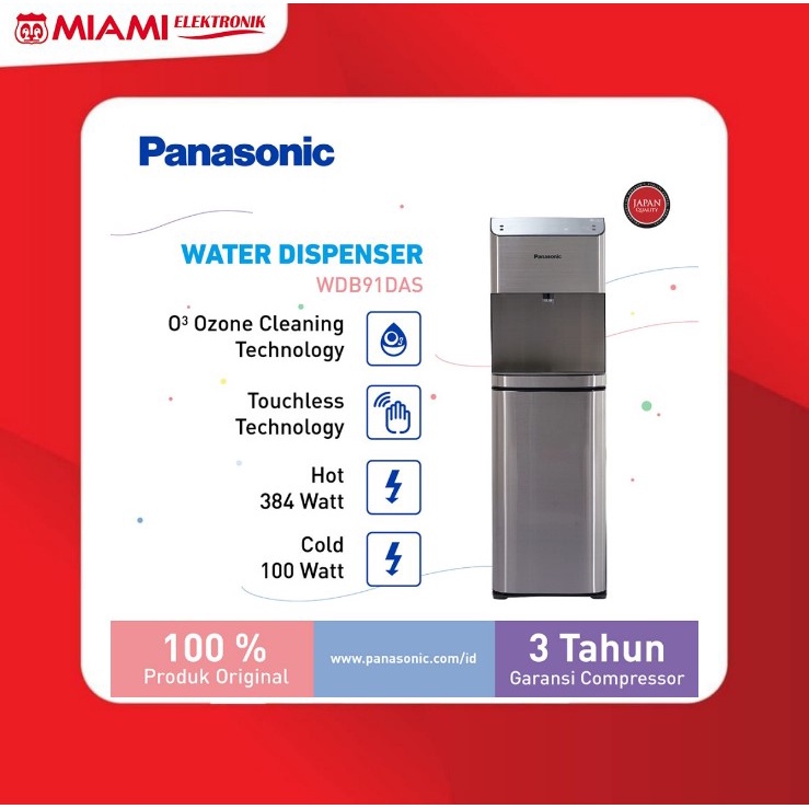 Panasonic NYWDB91DAS PREMIUM Touchless Water Dispenser Bottom loading