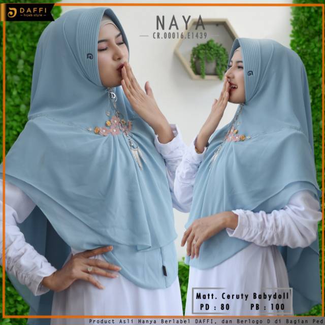 promo spesial 12.12 diskon 30% - khimar naya ORI daffi / Khimar motif bunga / Khimar panjang 2 Layer