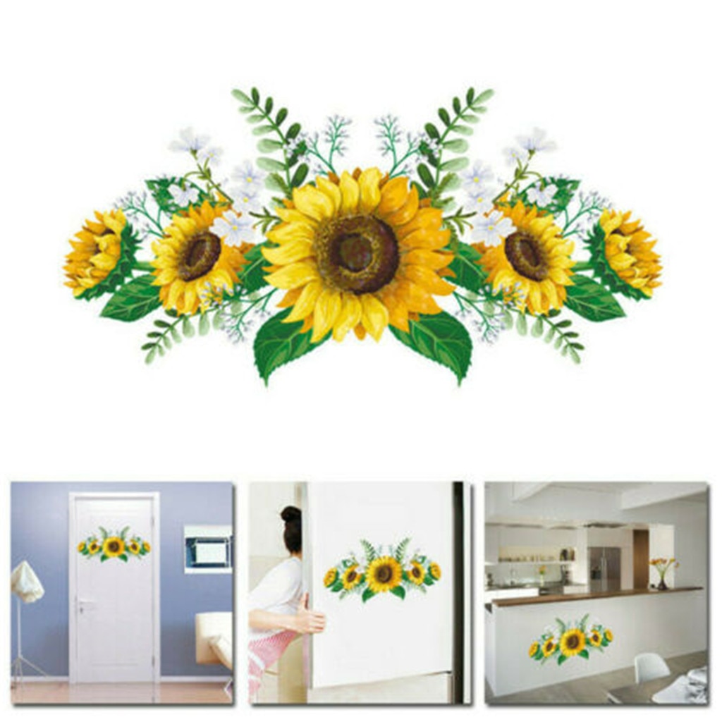 1pc Stiker Dinding Decal Desain Sunflower Model Anti-Air, Dapat Dicopot, Untuk Dekorasi