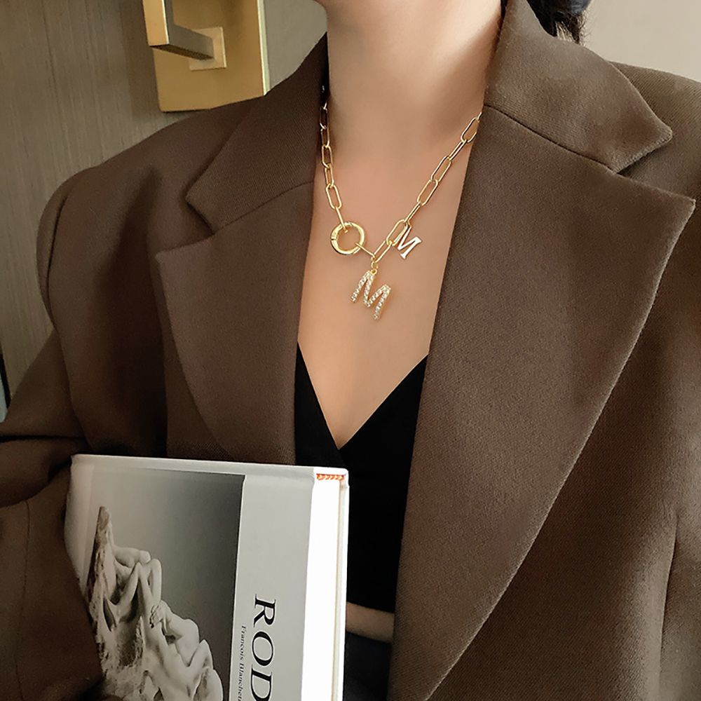 MXBEAUTY Elegant Clavicle Chain Hip Hop Fashion Jewelry Letter Necklace Chain Punk Korean Sweater Chain Girls Simple Female Choker