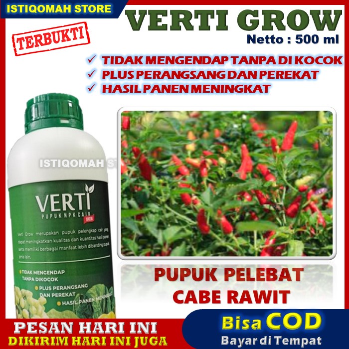 VERTI GROW 500ml Obat Pelebat Buah Cabe Rawit - Obat Perangsang Buah Untuk Cabe Rawit - Obat Perangs